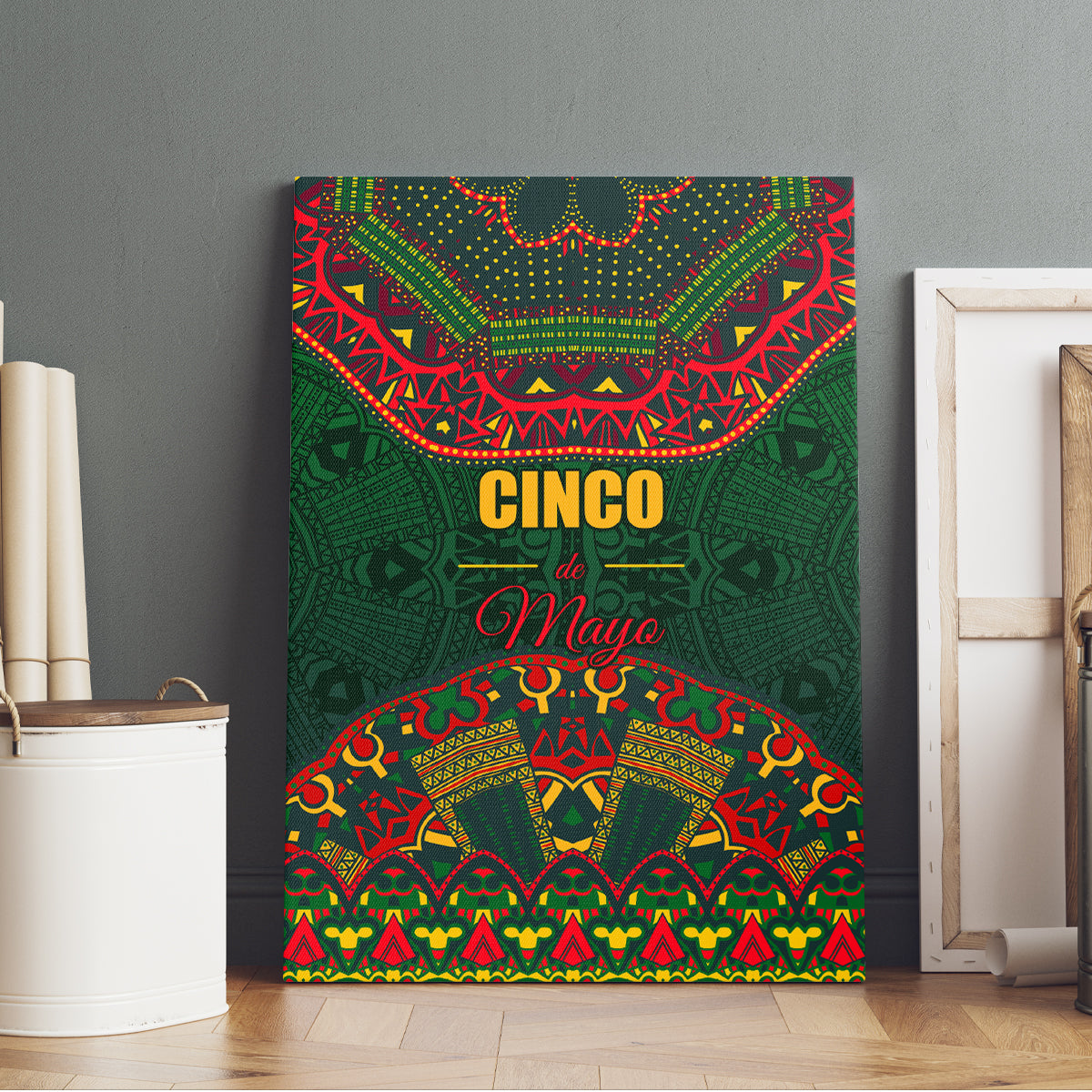 Cinco de Mayo 2024 Canvas Wall Art Mexican Folk Pattern - Wonder Print Shop