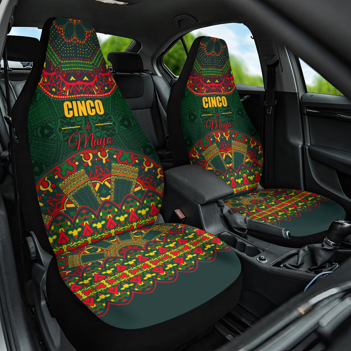 Cinco de Mayo 2024 Car Seat Cover Mexican Folk Pattern