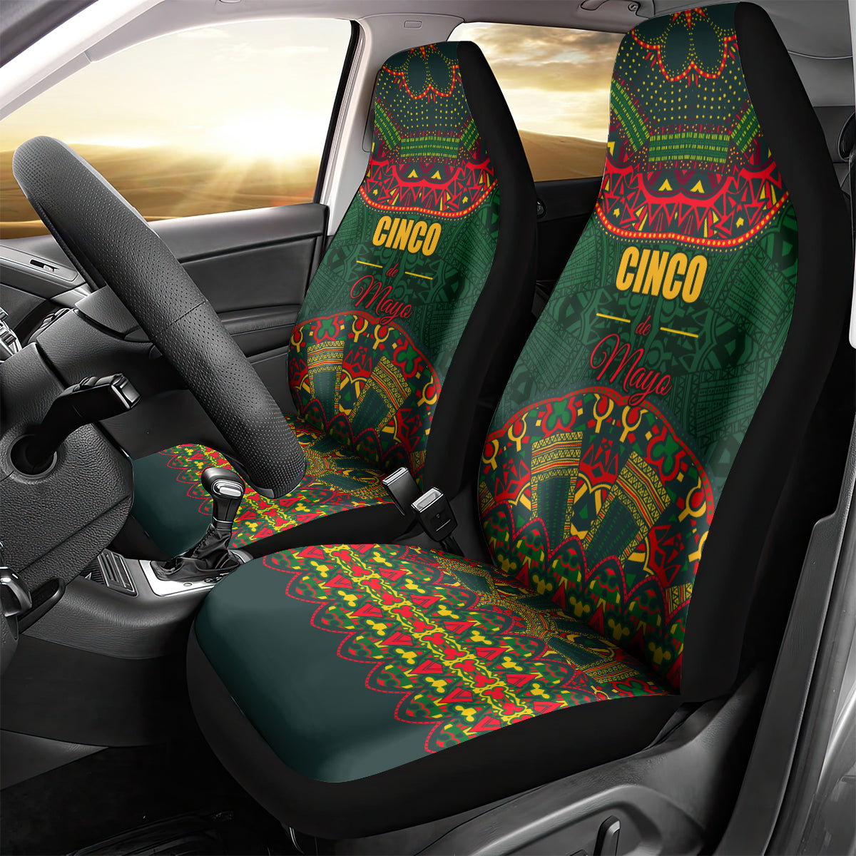 Cinco de Mayo 2024 Car Seat Cover Mexican Folk Pattern - Wonder Print Shop