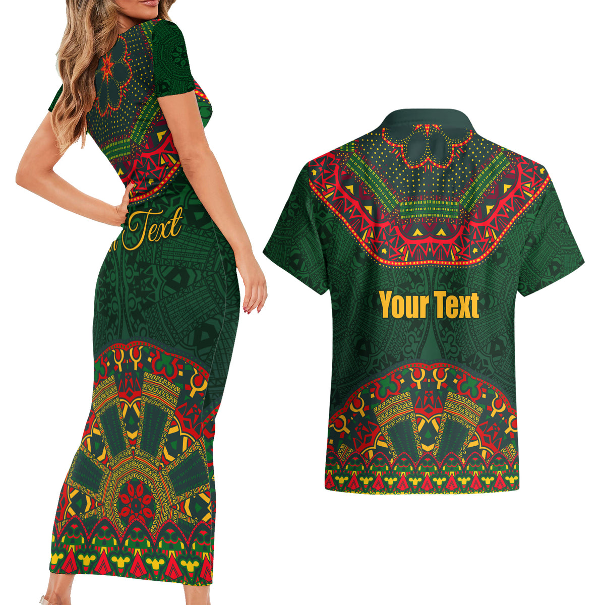 Cinco de Mayo 2024 Couples Matching Short Sleeve Bodycon Dress and Hawaiian Shirt Mexican Folk Pattern - Wonder Print Shop