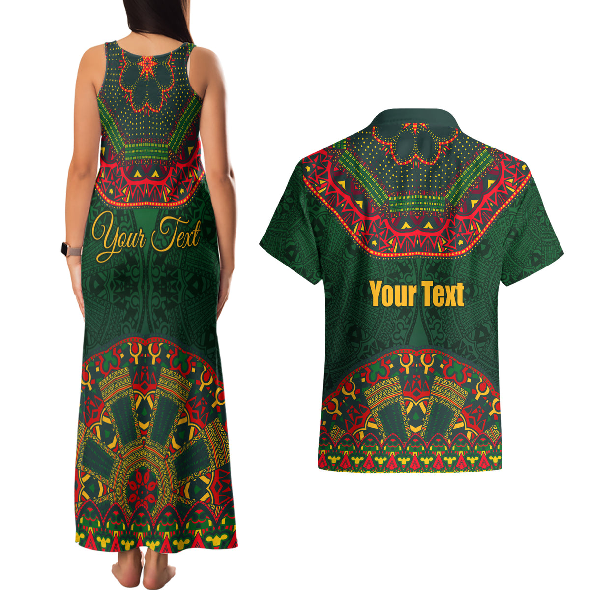 Cinco de Mayo 2024 Couples Matching Tank Maxi Dress and Hawaiian Shirt Mexican Folk Pattern - Wonder Print Shop