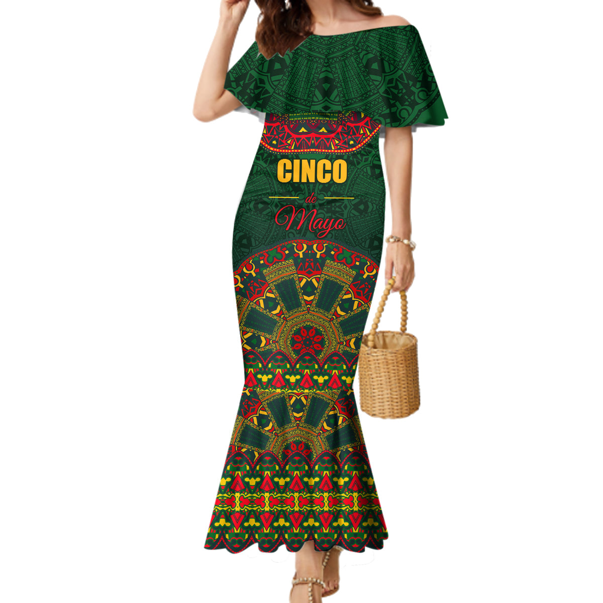 Cinco de Mayo 2024 Family Matching Mermaid Dress and Hawaiian Shirt Mexican Folk Pattern - Wonder Print Shop