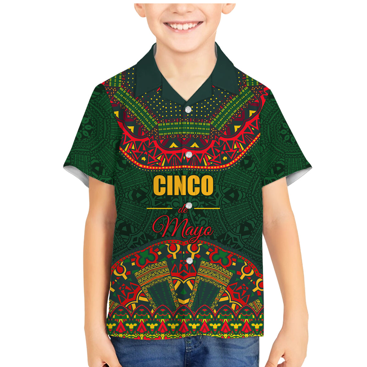 Cinco de Mayo 2024 Family Matching Mermaid Dress and Hawaiian Shirt Mexican Folk Pattern - Wonder Print Shop