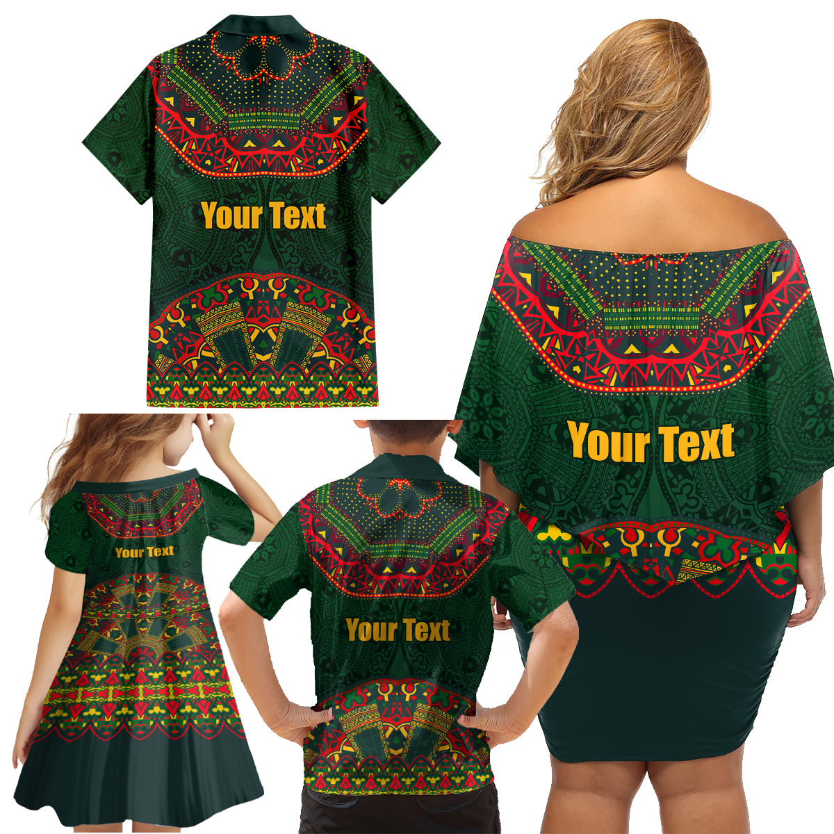 Cinco de Mayo 2024 Family Matching Off Shoulder Short Dress and Hawaiian Shirt Mexican Folk Pattern - Wonder Print Shop