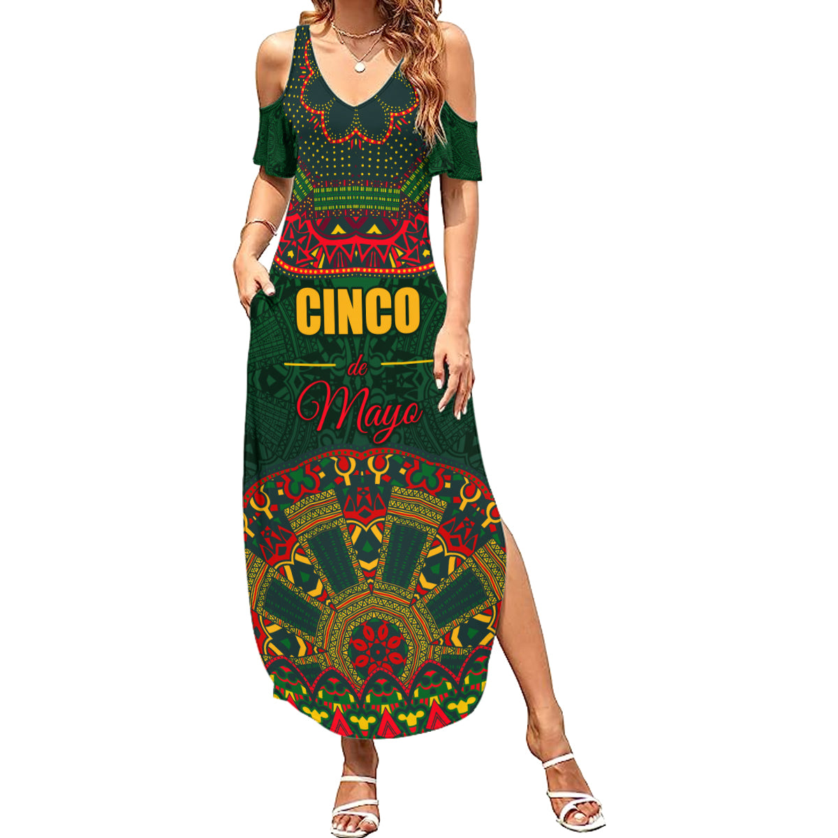 Cinco de Mayo 2024 Family Matching Summer Maxi Dress and Hawaiian Shirt Mexican Folk Pattern - Wonder Print Shop