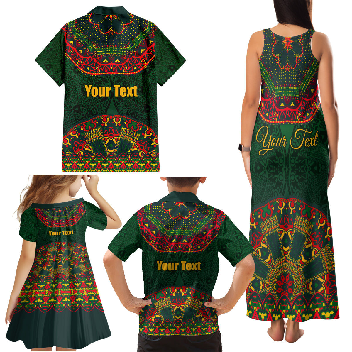 Cinco de Mayo 2024 Family Matching Tank Maxi Dress and Hawaiian Shirt Mexican Folk Pattern - Wonder Print Shop