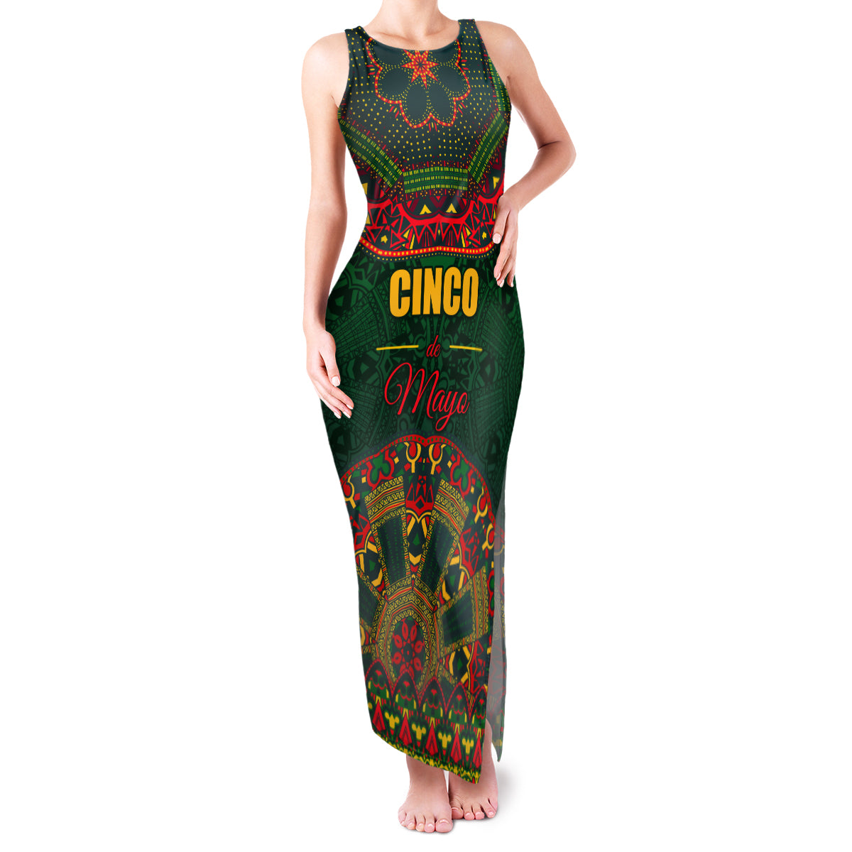 Cinco de Mayo 2024 Family Matching Tank Maxi Dress and Hawaiian Shirt Mexican Folk Pattern - Wonder Print Shop