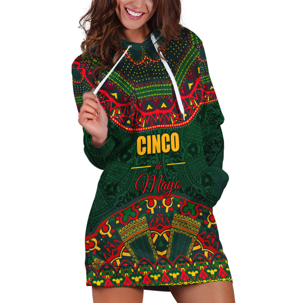 Cinco de Mayo 2024 Hoodie Dress Mexican Folk Pattern - Wonder Print Shop