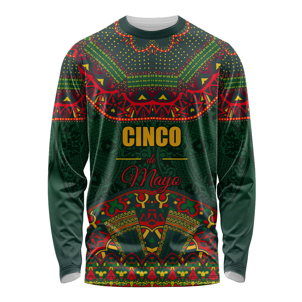 Cinco de Mayo 2024 Long Sleeve Shirt Mexican Folk Pattern - Wonder Print Shop