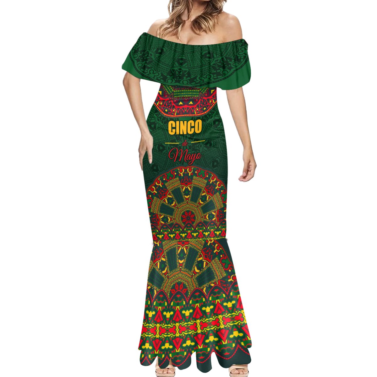 Cinco de Mayo 2024 Mermaid Dress Mexican Folk Pattern - Wonder Print Shop