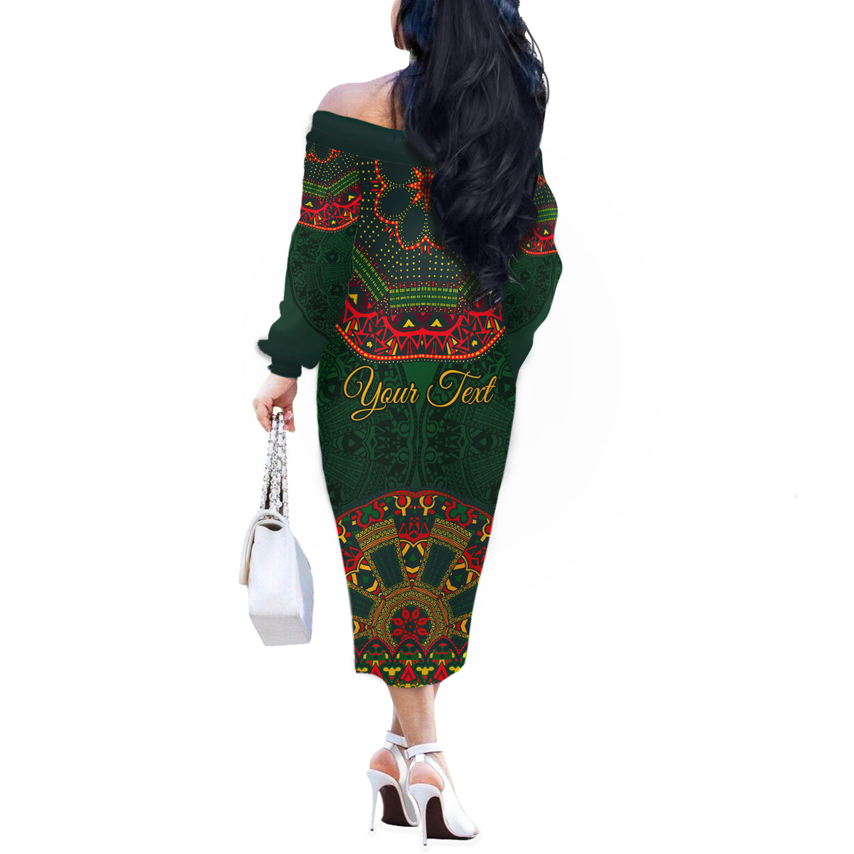 Cinco de Mayo 2024 Off The Shoulder Long Sleeve Dress Mexican Folk Pattern - Wonder Print Shop