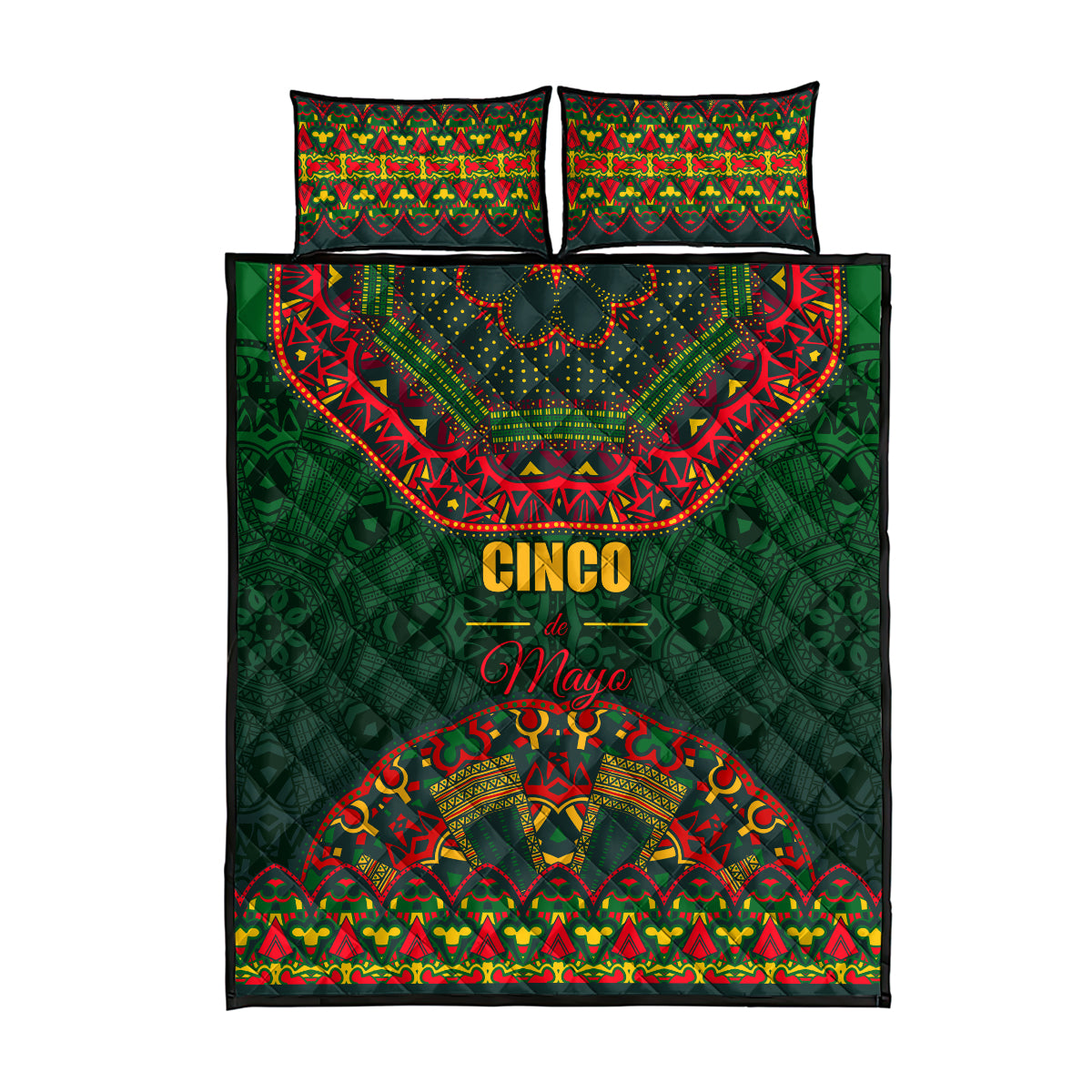 Cinco de Mayo 2024 Quilt Bed Set Mexican Folk Pattern - Wonder Print Shop