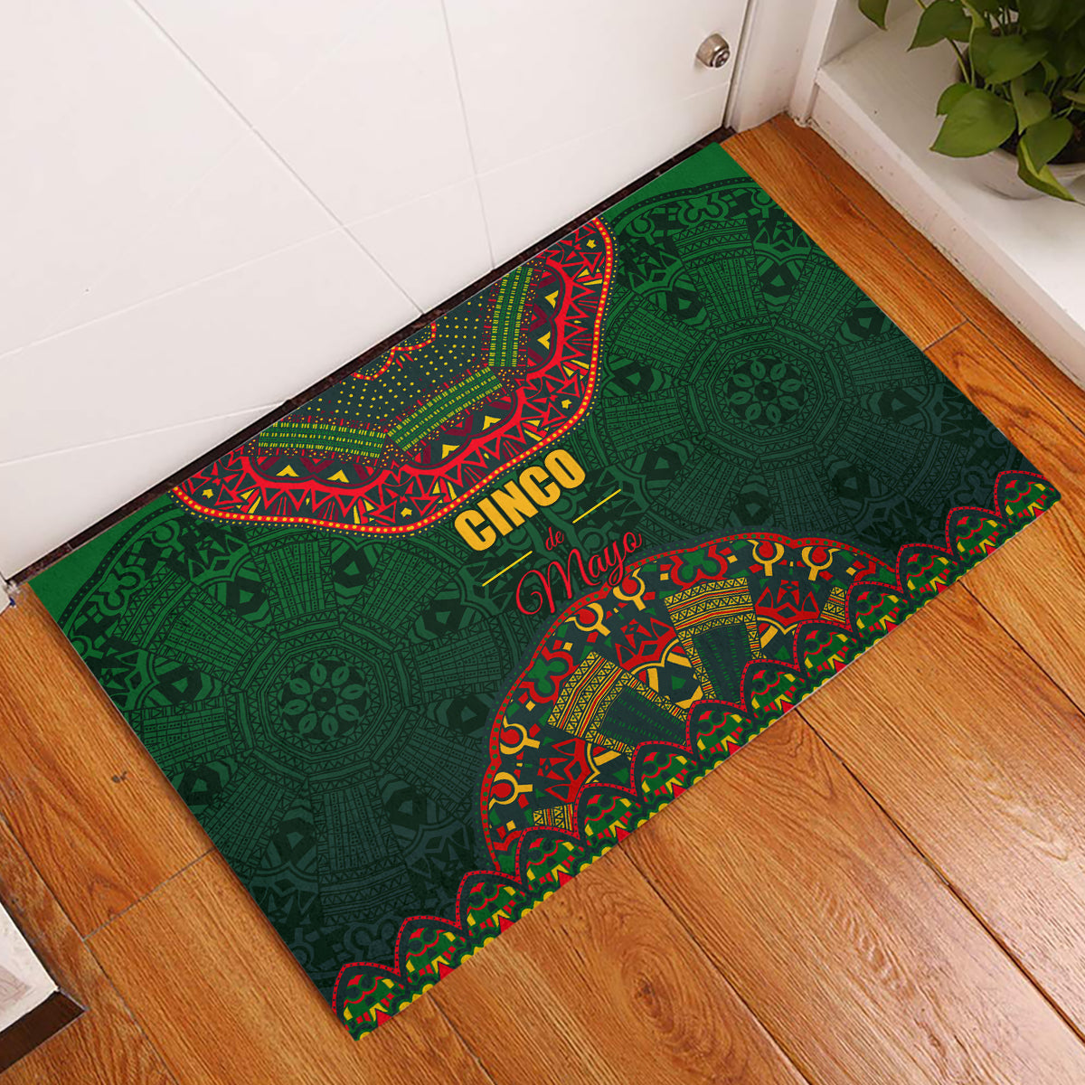 Cinco de Mayo 2024 Rubber Doormat Mexican Folk Pattern - Wonder Print Shop