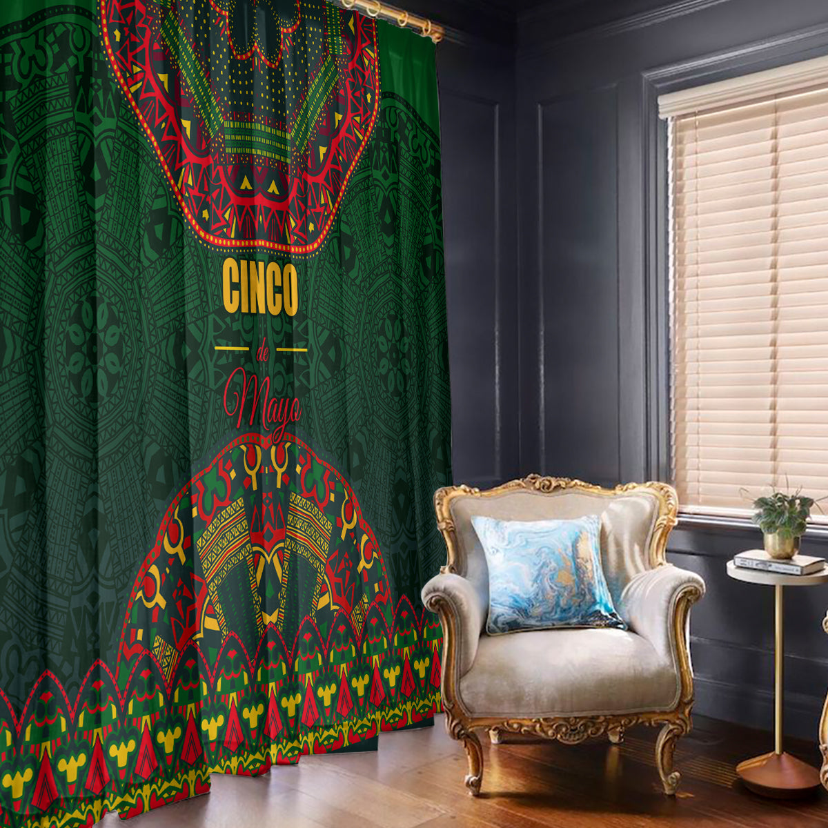 Cinco de Mayo 2024 Window Curtain Mexican Folk Pattern - Wonder Print Shop