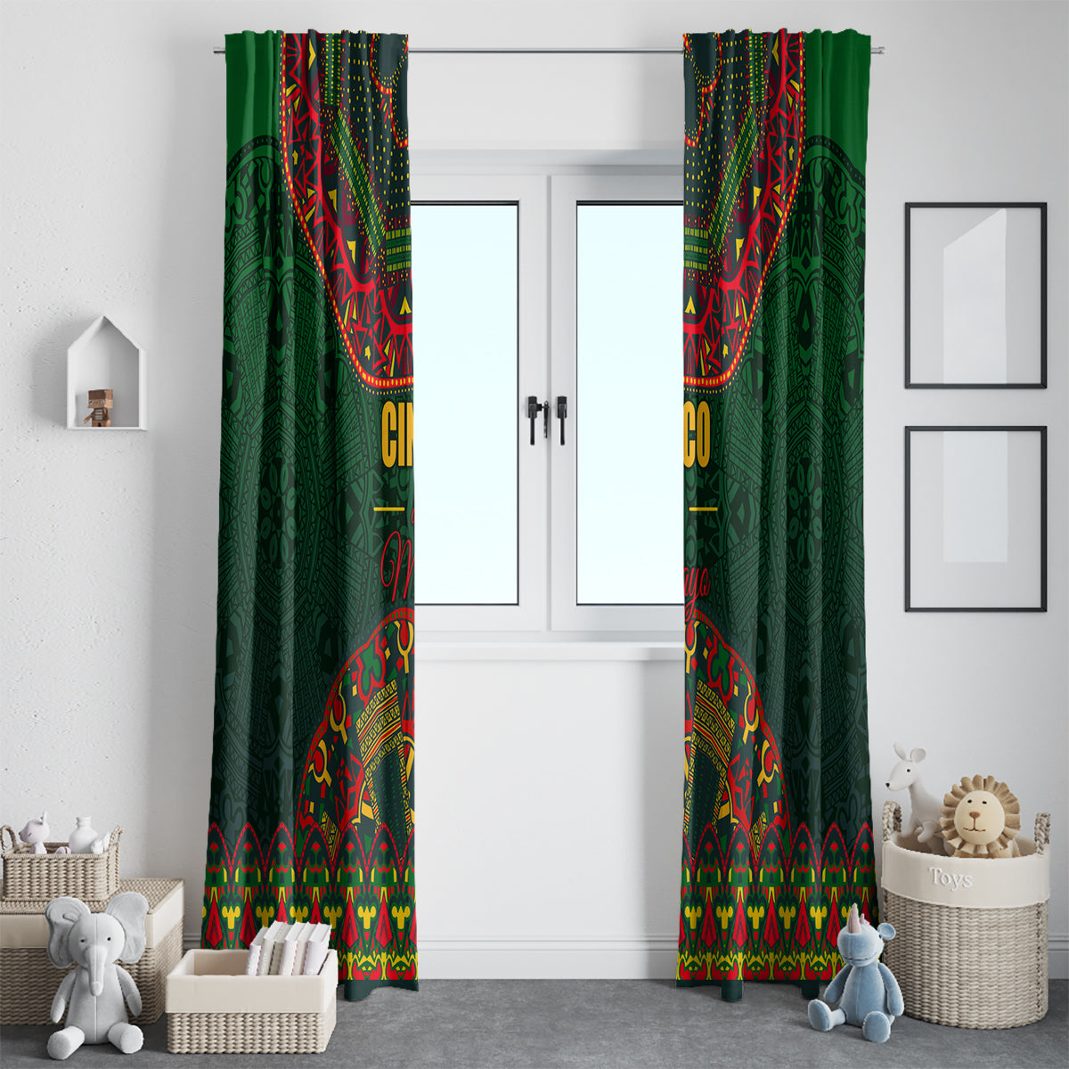Cinco de Mayo 2024 Window Curtain Mexican Folk Pattern - Wonder Print Shop