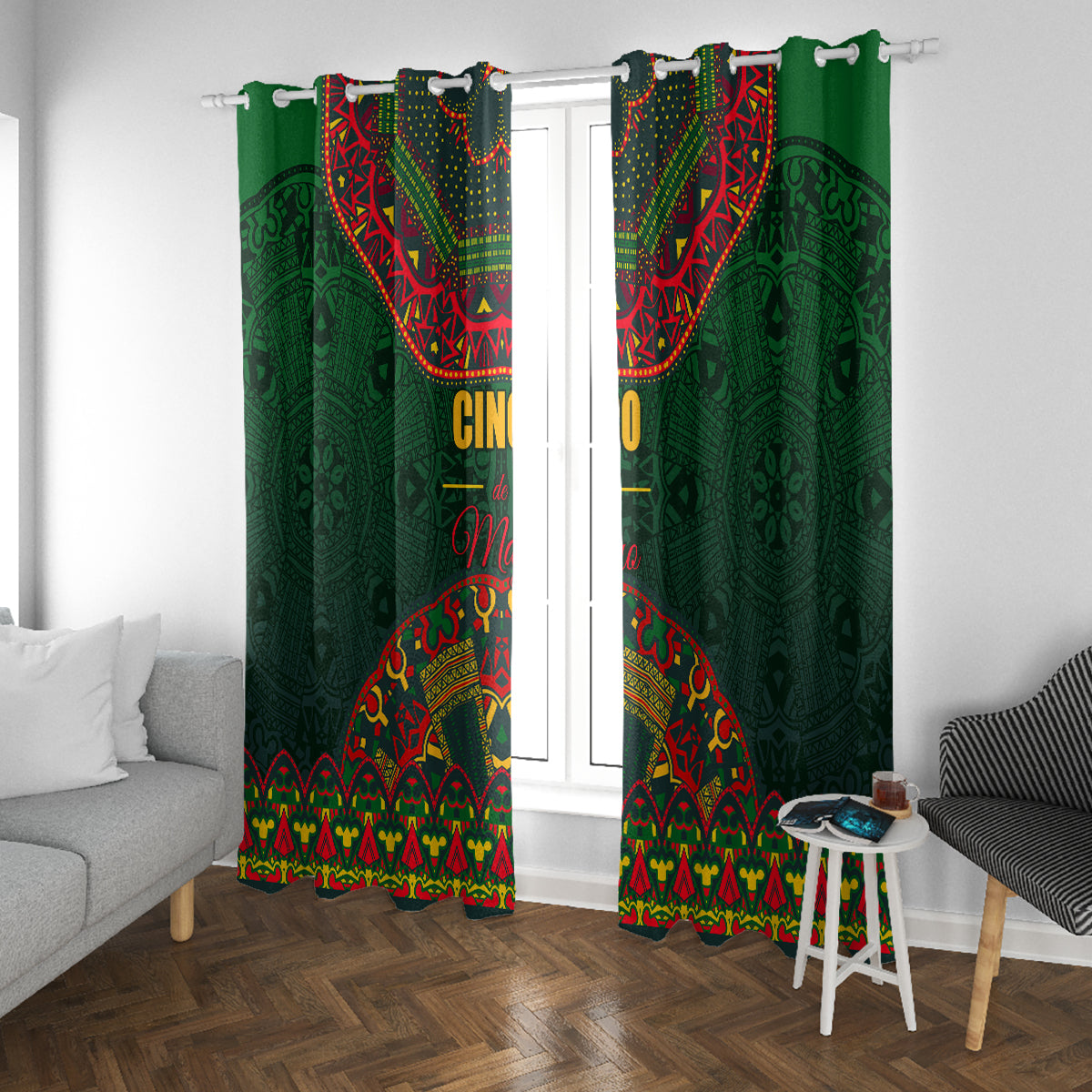 Cinco de Mayo 2024 Window Curtain Mexican Folk Pattern - Wonder Print Shop