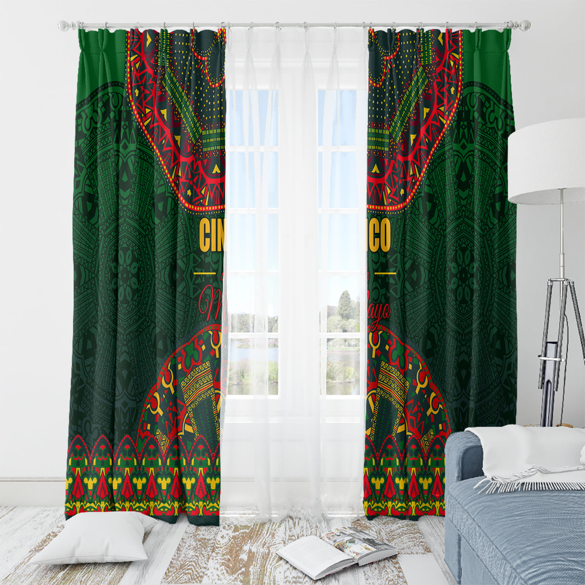 Cinco de Mayo 2024 Window Curtain Mexican Folk Pattern - Wonder Print Shop