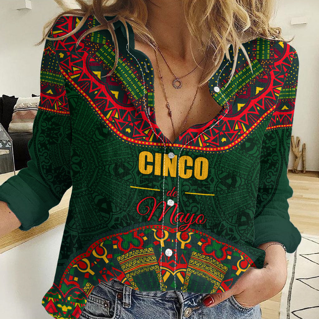Cinco de Mayo 2024 Women Casual Shirt Mexican Folk Pattern - Wonder Print Shop