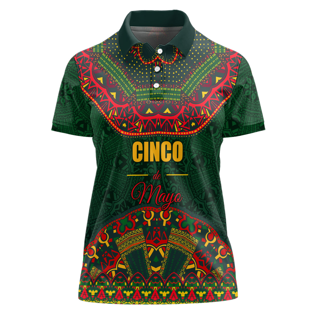 Cinco de Mayo 2024 Women Polo Shirt Mexican Folk Pattern - Wonder Print Shop