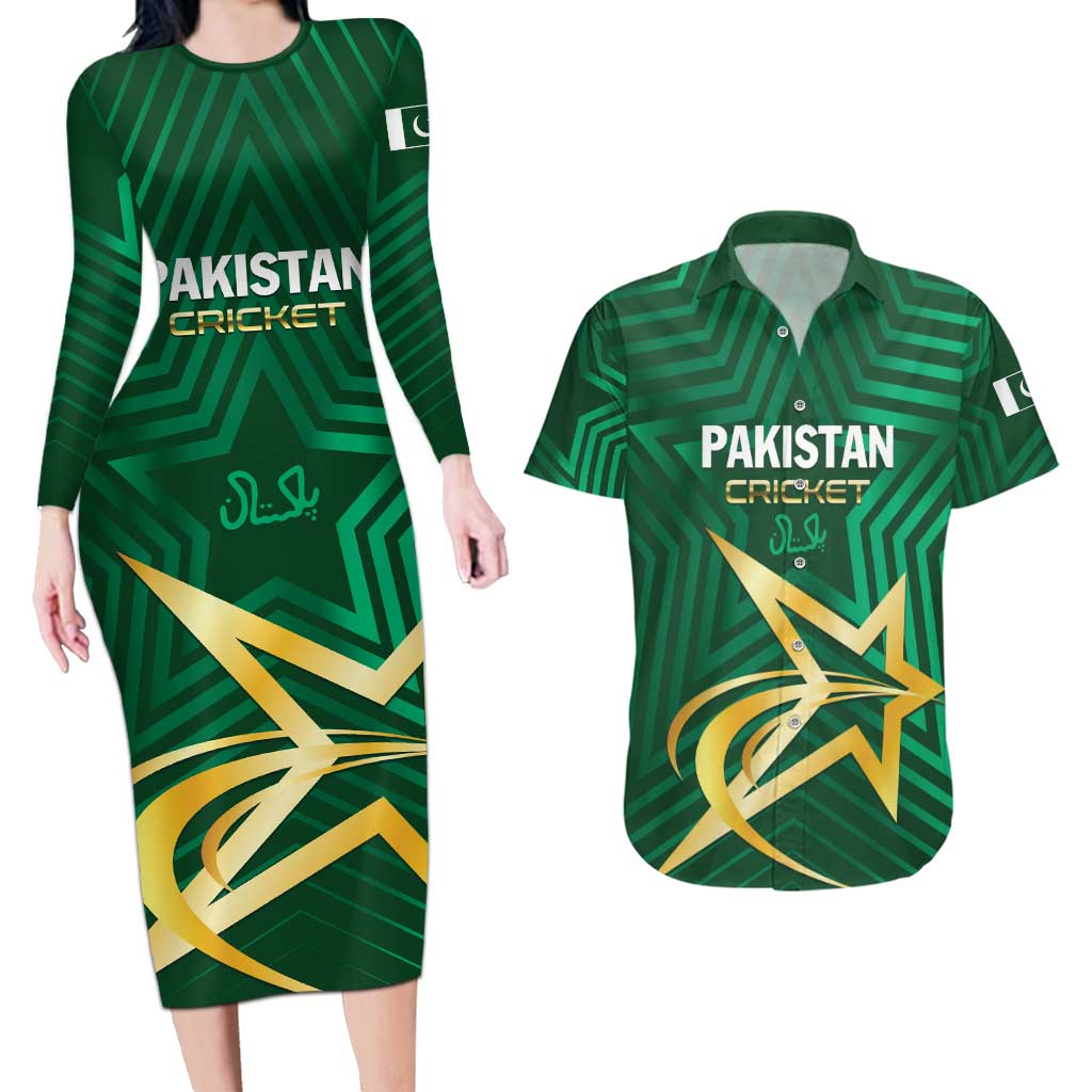 Custom Pakistan Cricket Couples Matching Long Sleeve Bodycon Dress and Hawaiian Shirt The Boys In Green