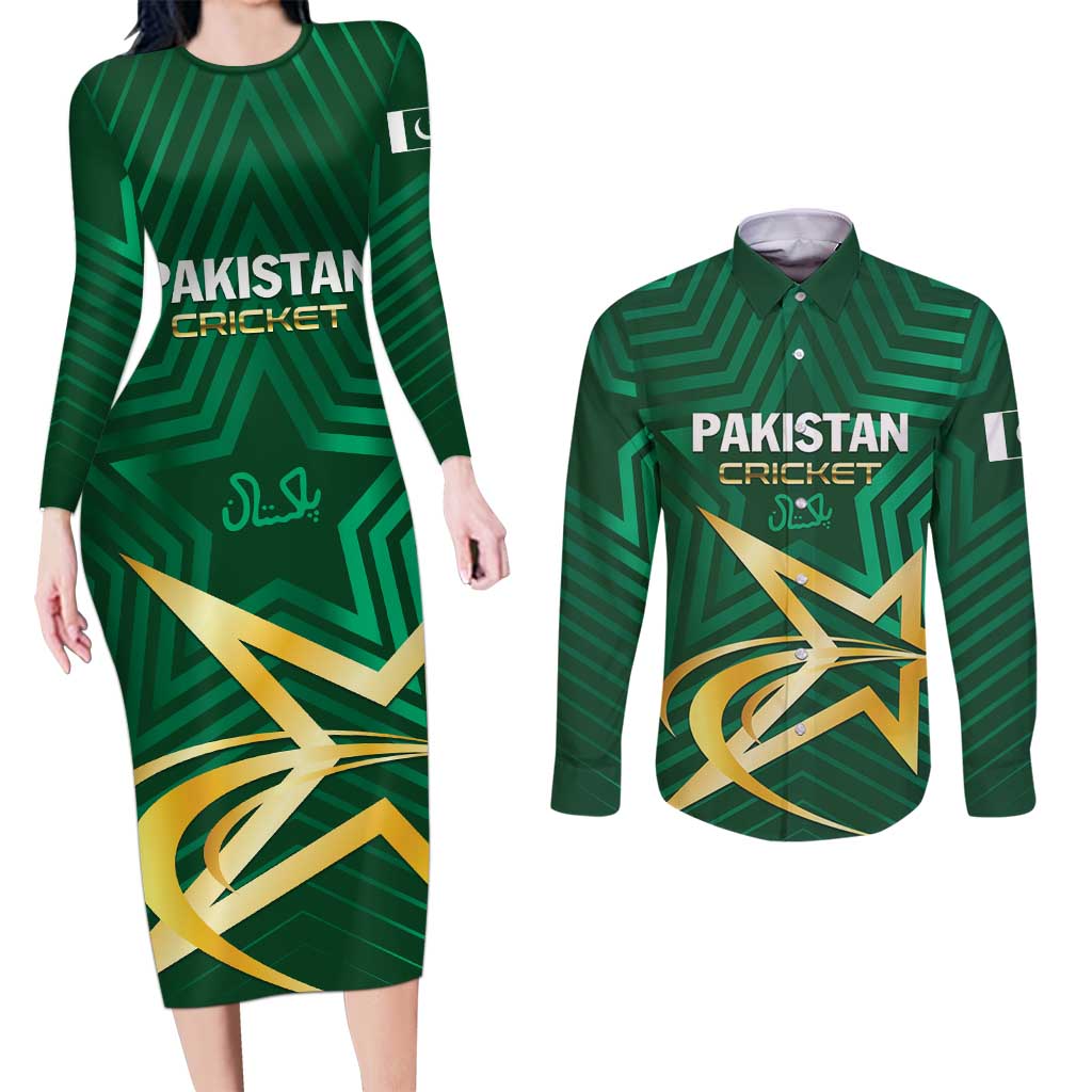 Custom Pakistan Cricket Couples Matching Long Sleeve Bodycon Dress and Long Sleeve Button Shirt The Boys In Green