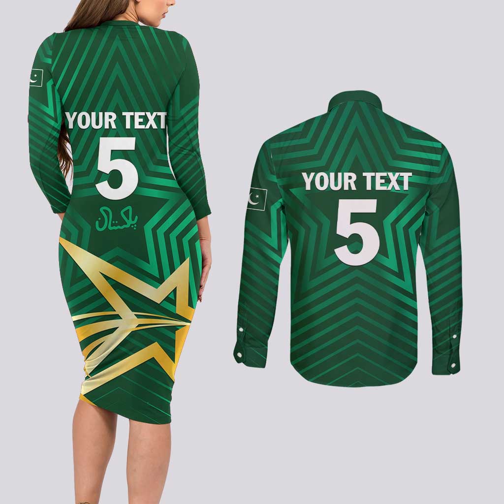 Custom Pakistan Cricket Couples Matching Long Sleeve Bodycon Dress and Long Sleeve Button Shirt The Boys In Green