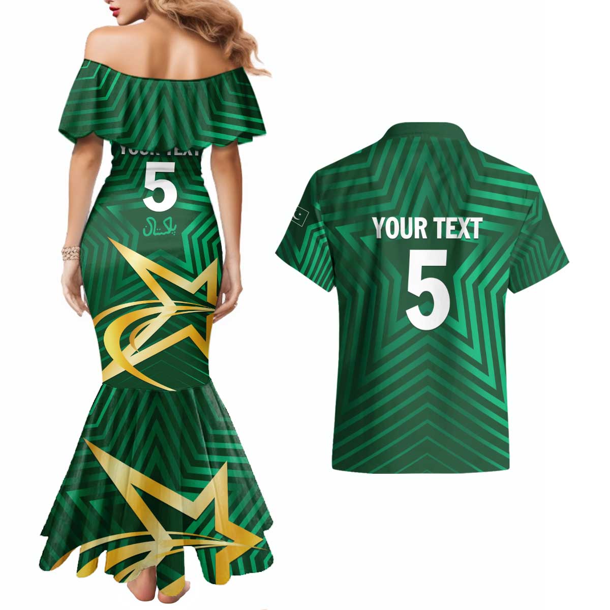 Custom Pakistan Cricket Couples Matching Mermaid Dress and Hawaiian Shirt The Boys In Green