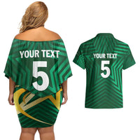 Custom Pakistan Cricket Couples Matching Off Shoulder Short Dress and Hawaiian Shirt The Boys In Green