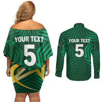 Custom Pakistan Cricket Couples Matching Off Shoulder Short Dress and Long Sleeve Button Shirt The Boys In Green