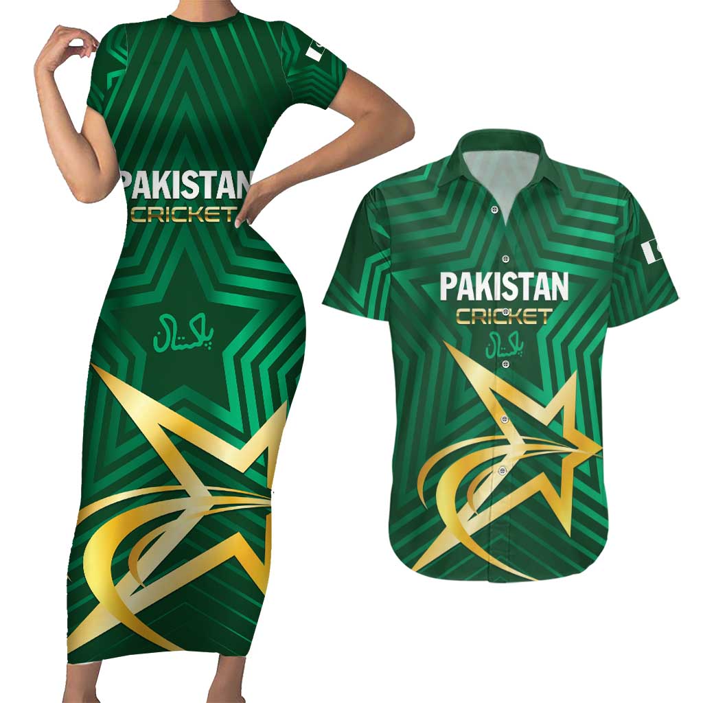 Custom Pakistan Cricket Couples Matching Short Sleeve Bodycon Dress and Hawaiian Shirt The Boys In Green