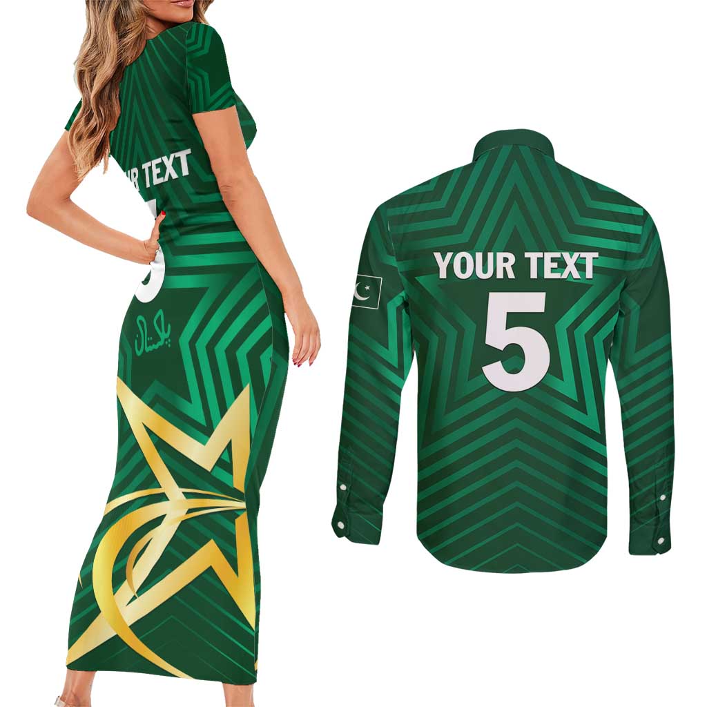 Custom Pakistan Cricket Couples Matching Short Sleeve Bodycon Dress and Long Sleeve Button Shirt The Boys In Green
