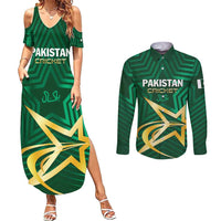 Custom Pakistan Cricket Couples Matching Summer Maxi Dress and Long Sleeve Button Shirt The Boys In Green