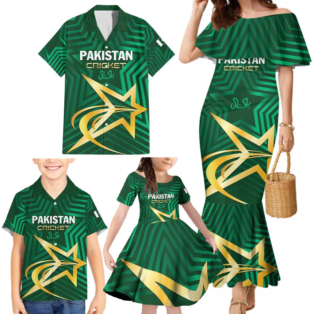 Custom Pakistan Cricket Family Matching Mermaid Dress and Hawaiian Shirt The Boys In Green