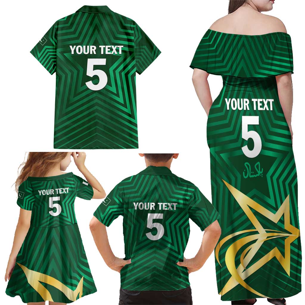 Custom Pakistan Cricket Family Matching Off Shoulder Maxi Dress and Hawaiian Shirt The Boys In Green