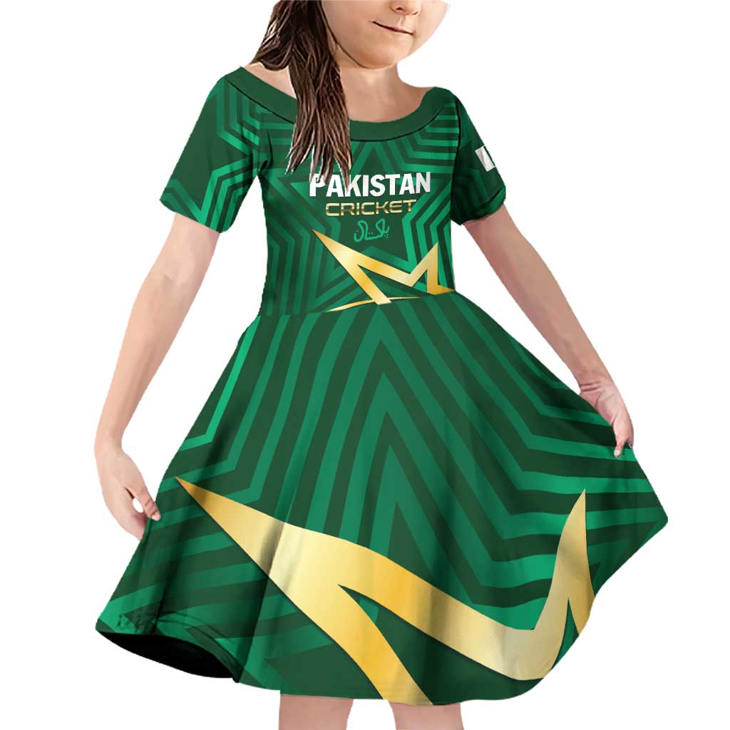 Custom Pakistan Cricket Family Matching Off Shoulder Short Dress and Hawaiian Shirt The Boys In Green