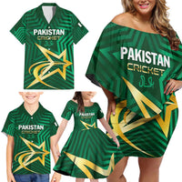 Custom Pakistan Cricket Family Matching Off Shoulder Short Dress and Hawaiian Shirt The Boys In Green