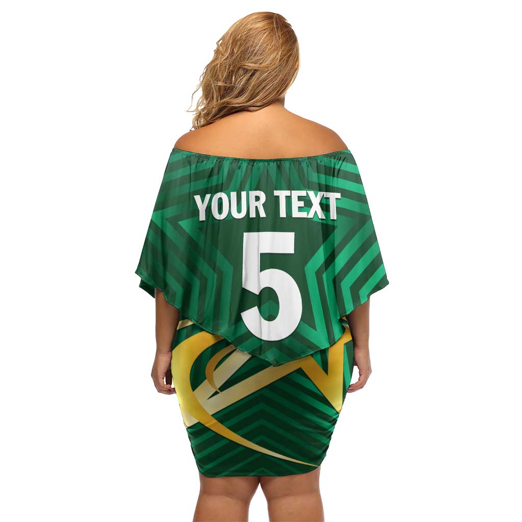 Custom Pakistan Cricket Family Matching Off Shoulder Short Dress and Hawaiian Shirt The Boys In Green