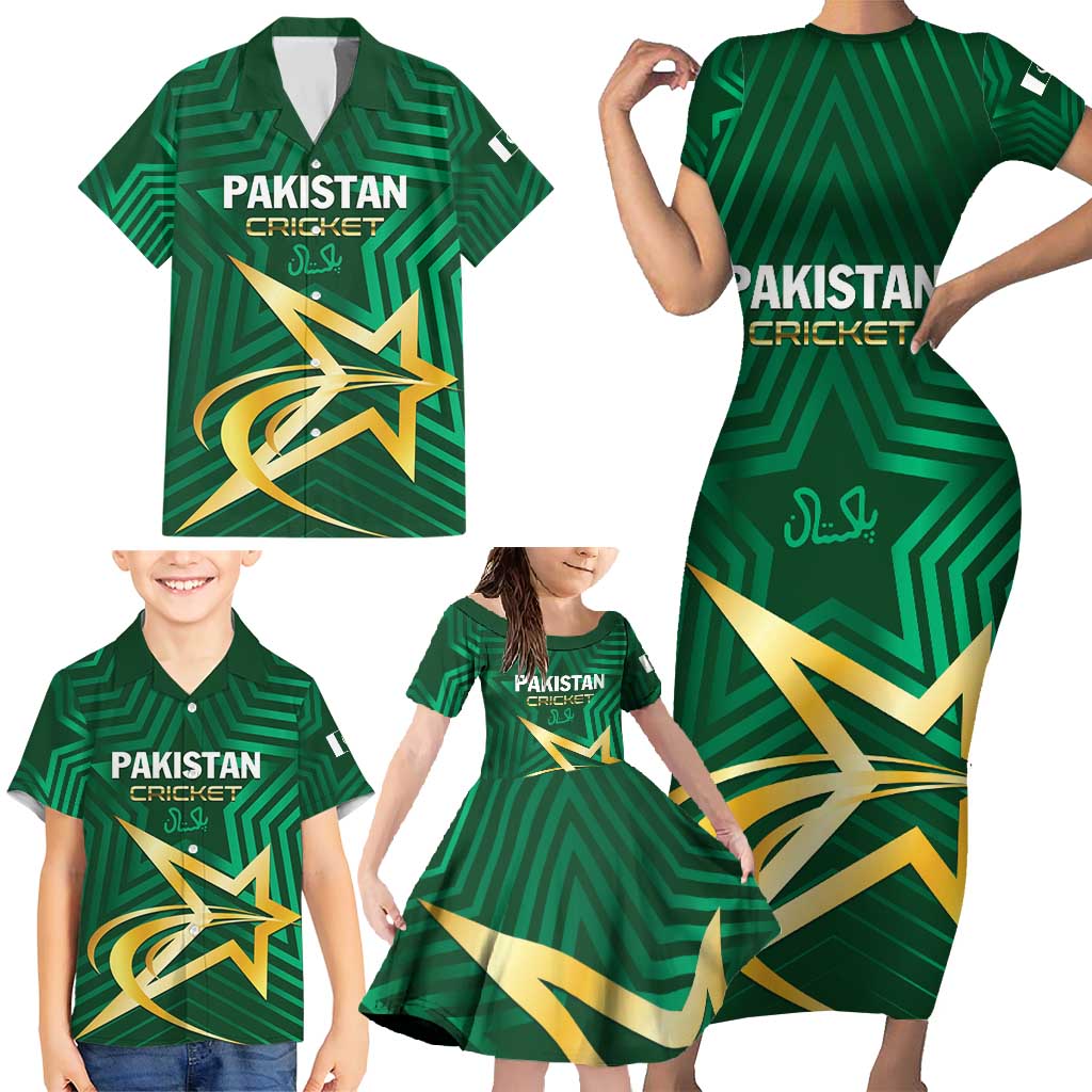 Custom Pakistan Cricket Family Matching Short Sleeve Bodycon Dress and Hawaiian Shirt The Boys In Green