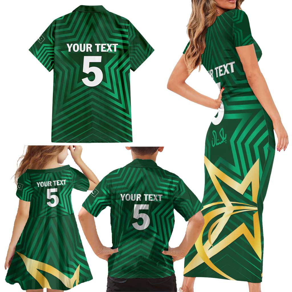 Custom Pakistan Cricket Family Matching Short Sleeve Bodycon Dress and Hawaiian Shirt The Boys In Green