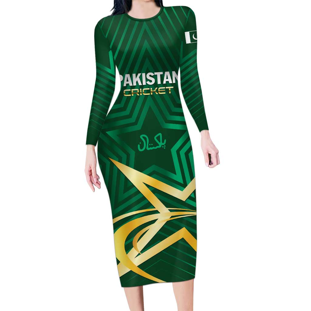 Custom Pakistan Cricket Long Sleeve Bodycon Dress The Boys In Green