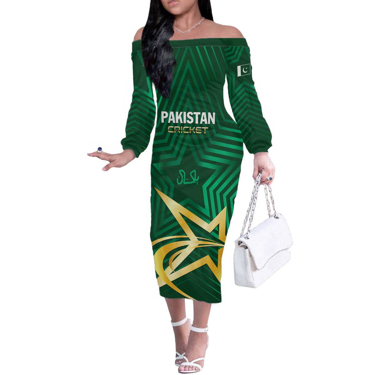 Custom Pakistan Cricket Off The Shoulder Long Sleeve Dress The Boys In Green