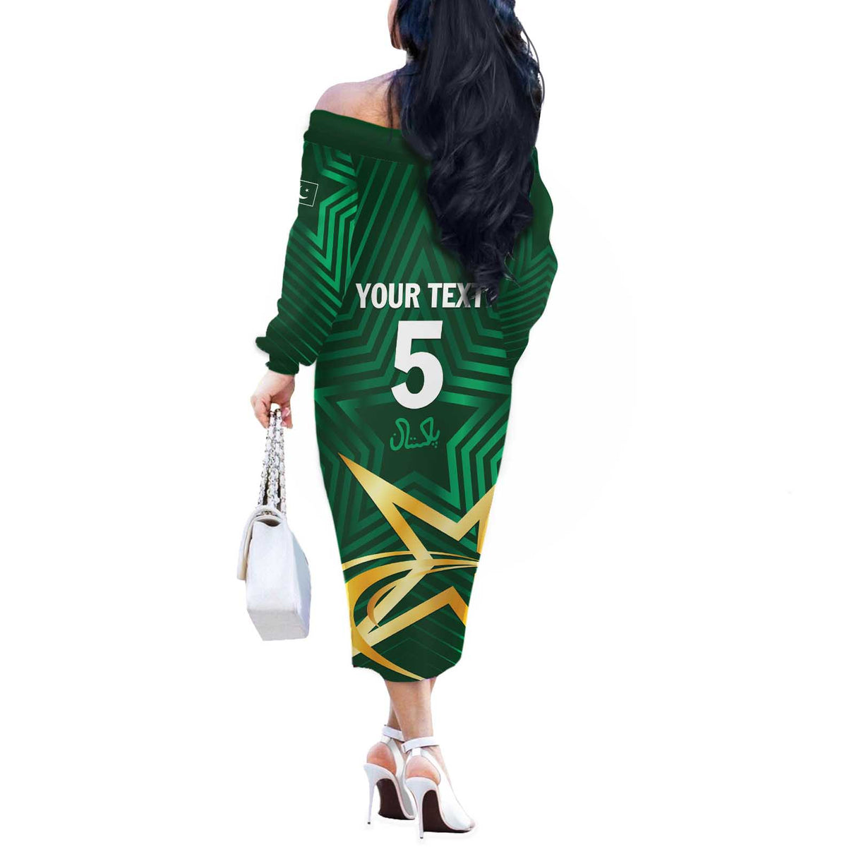 Custom Pakistan Cricket Off The Shoulder Long Sleeve Dress The Boys In Green