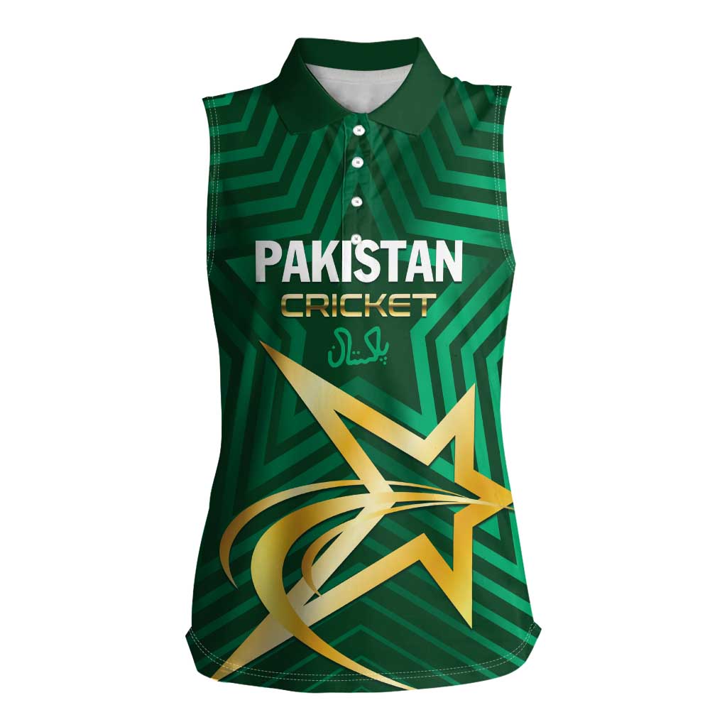 Custom Pakistan Cricket Women Sleeveless Polo Shirt The Boys In Green