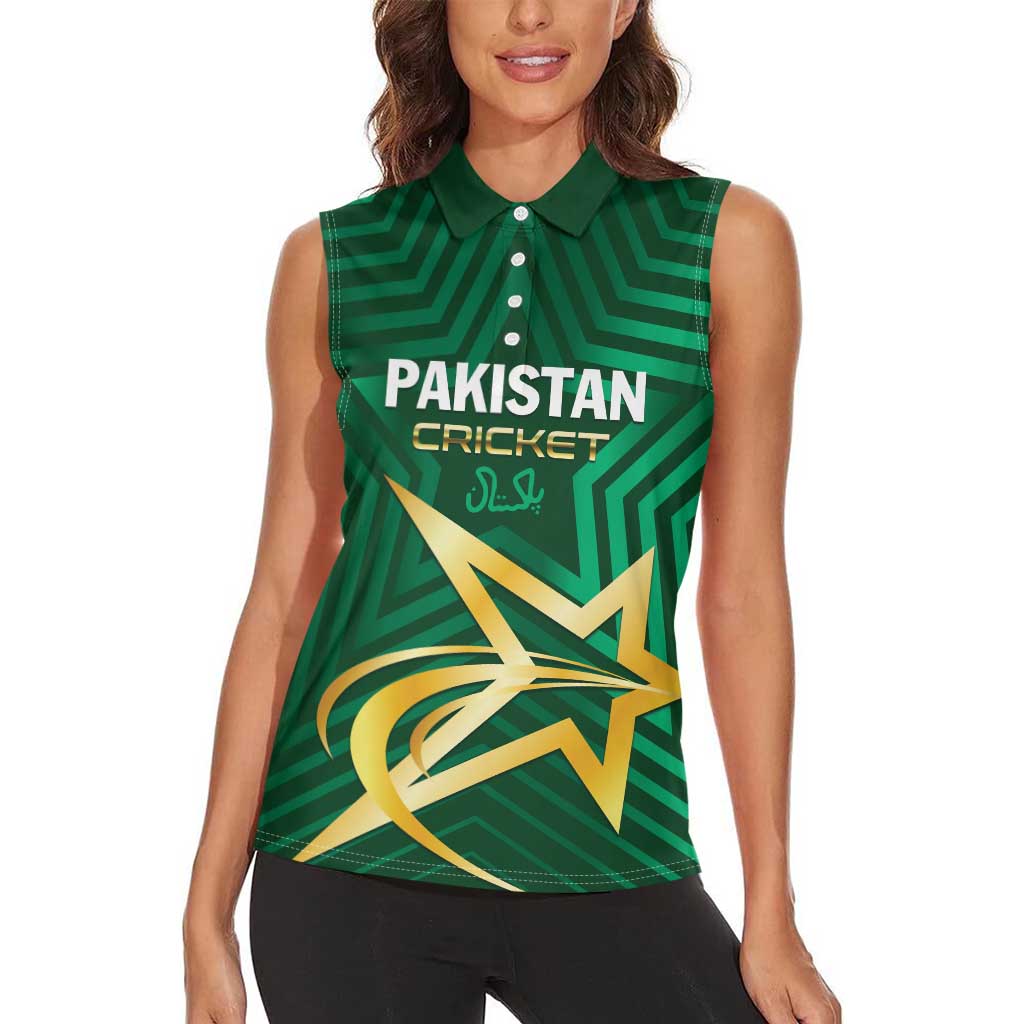Custom Pakistan Cricket Women Sleeveless Polo Shirt The Boys In Green