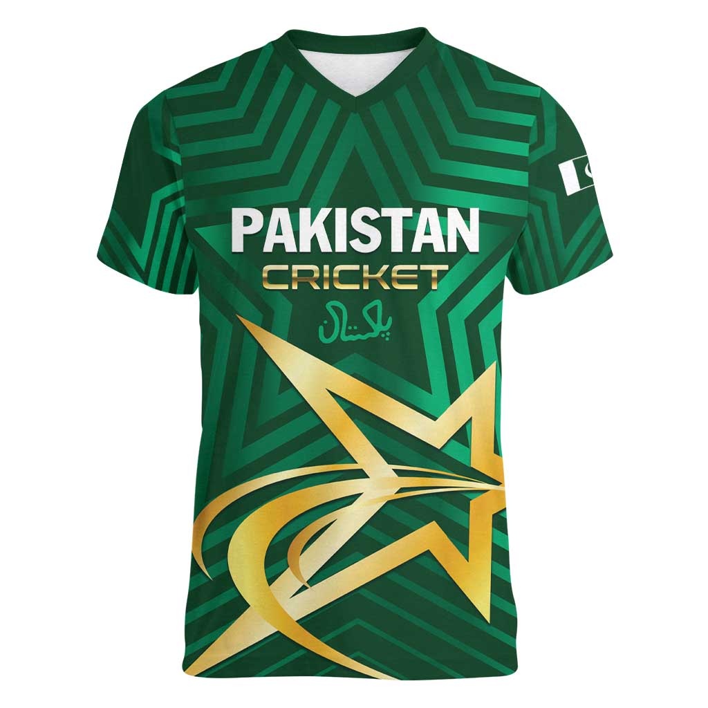 Custom Pakistan Cricket Women V-Neck T-Shirt The Boys In Green