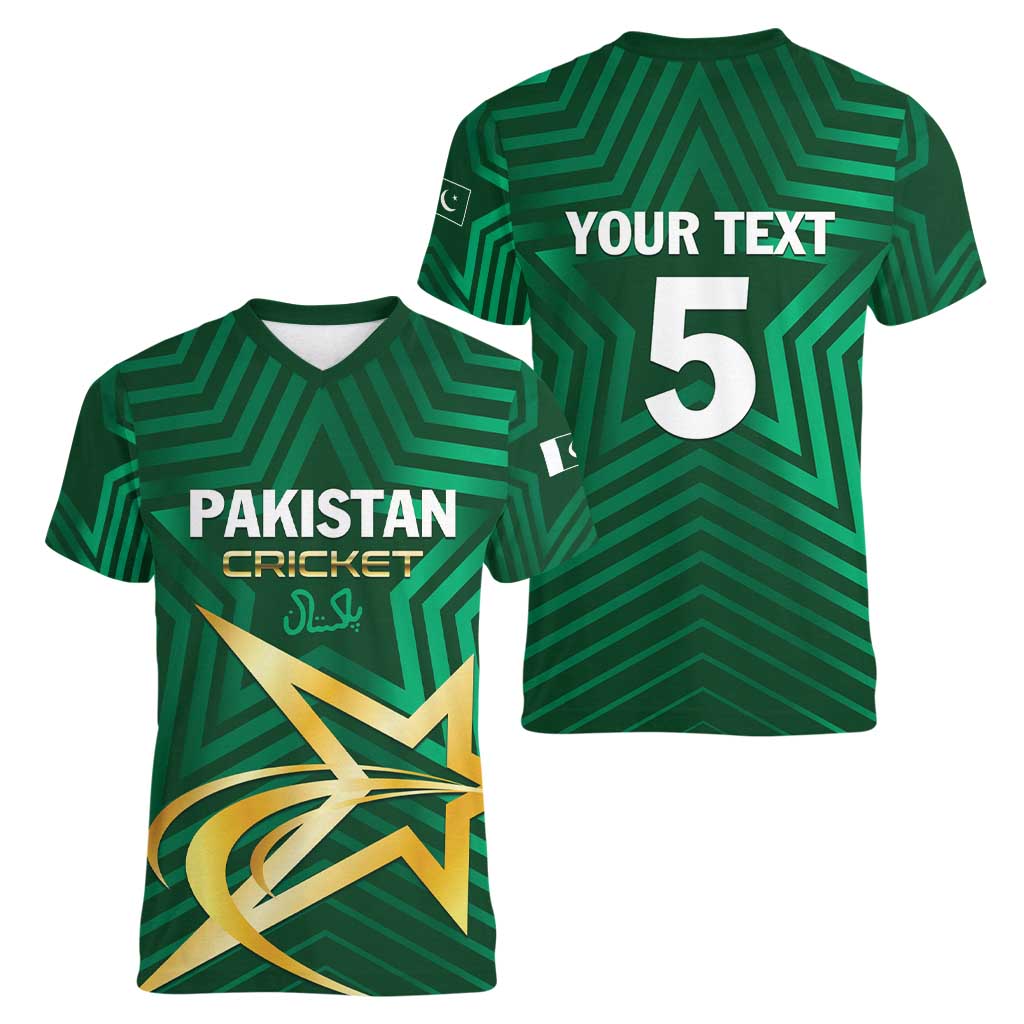 Custom Pakistan Cricket Women V-Neck T-Shirt The Boys In Green