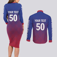 Custom Afghanistan Cricket Afghan Atalan Couples Matching Long Sleeve Bodycon Dress and Long Sleeve Button Shirt Glorious Nation Victorious Team