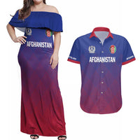 Custom Afghanistan Cricket Afghan Atalan Couples Matching Off Shoulder Maxi Dress and Hawaiian Shirt Glorious Nation Victorious Team