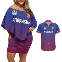 Custom Afghanistan Cricket Afghan Atalan Couples Matching Off Shoulder Short Dress and Hawaiian Shirt Glorious Nation Victorious Team