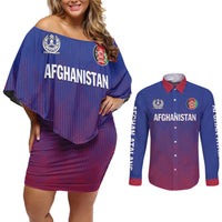 Custom Afghanistan Cricket Afghan Atalan Couples Matching Off Shoulder Short Dress and Long Sleeve Button Shirt Glorious Nation Victorious Team